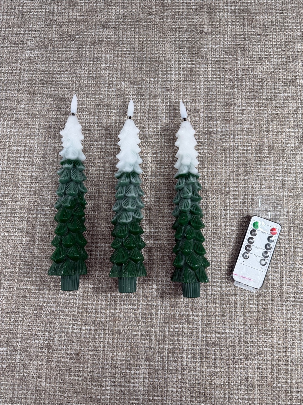 LED Christmas Tree Taper Candles - Green and White (Set of 3)